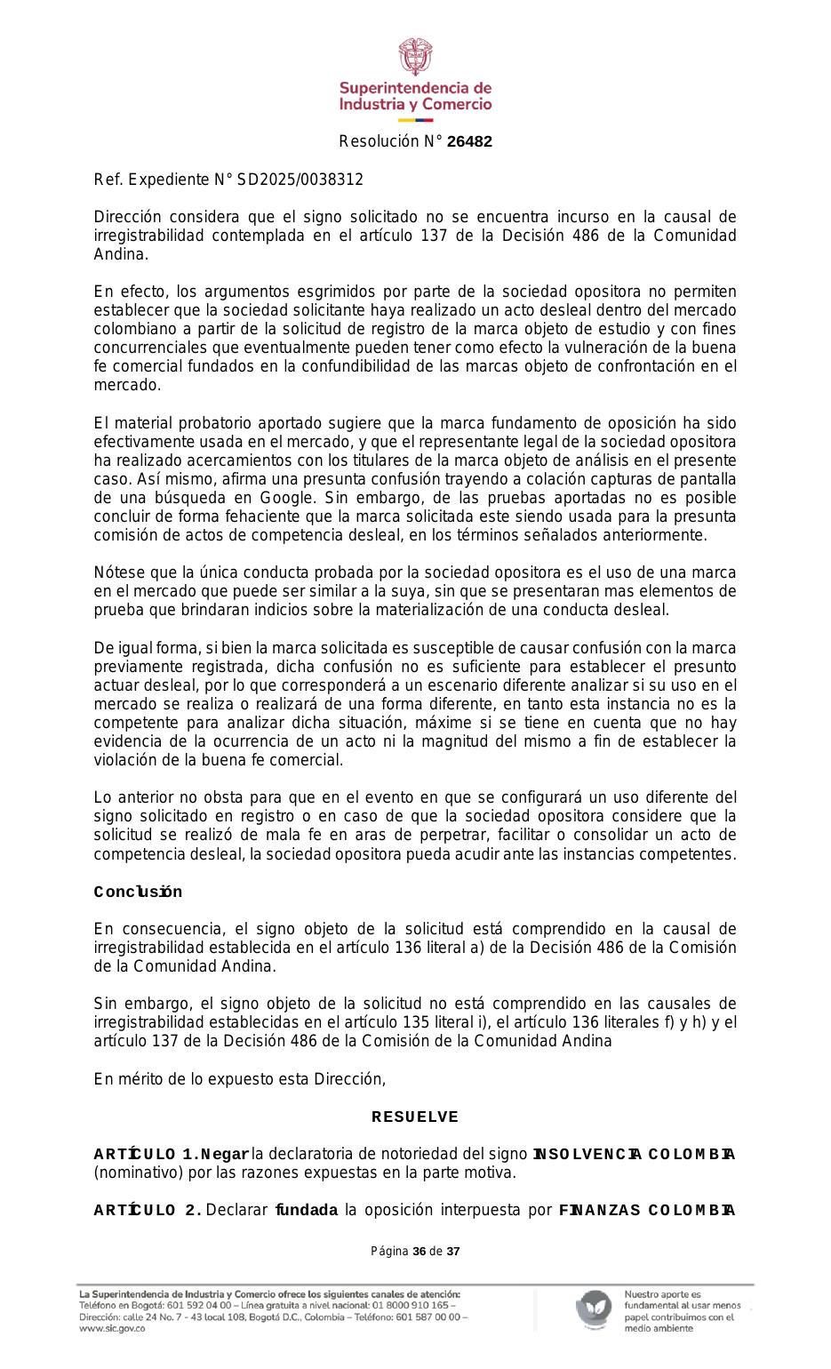 Resolución SIC — página 36 de 37